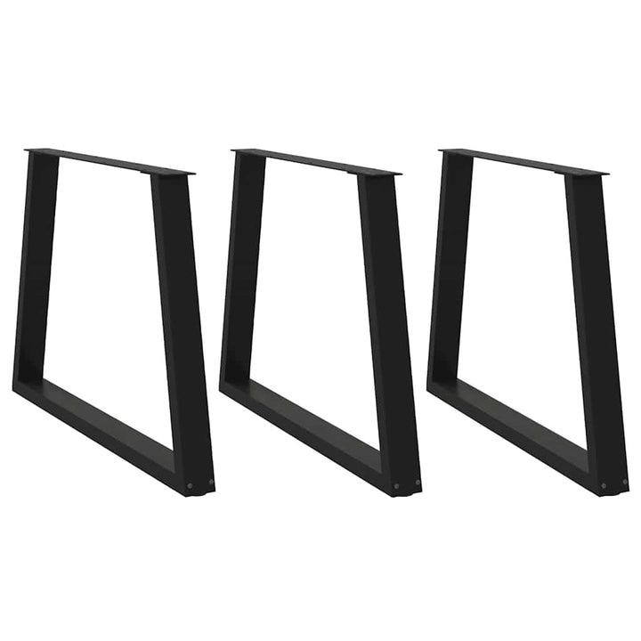 spisebordben V-formet 3 stk. sort 90 x (72-73,3) cm stål