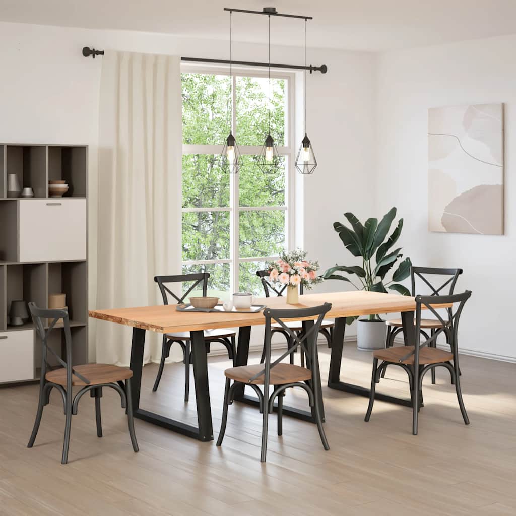 spisebordben V-formet 3 stk. sort 90 x (72-73,3) cm stål