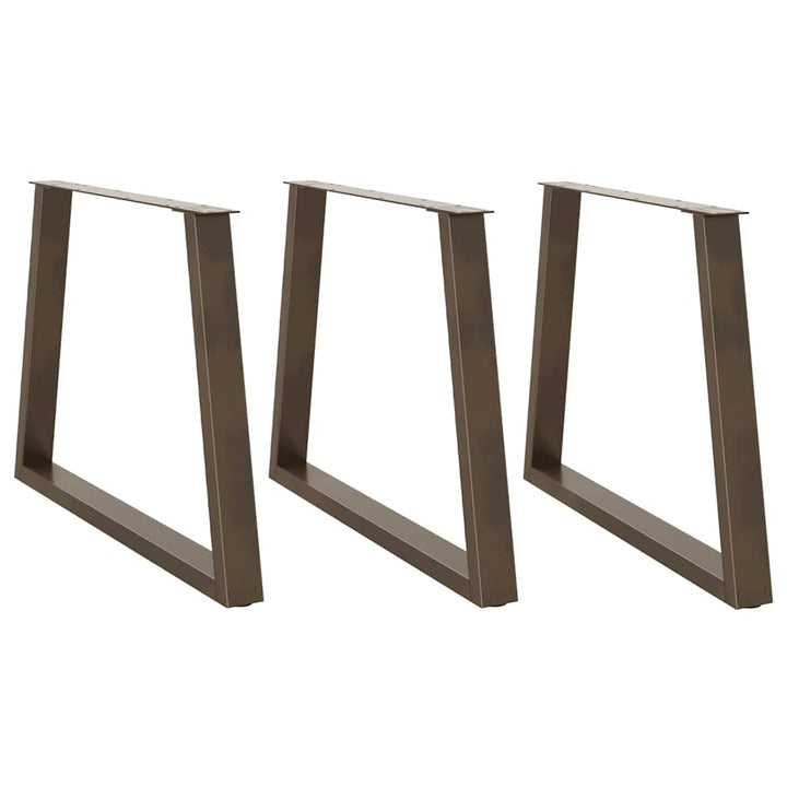 spisebordsben V-formet 3 stk. naturstål 90 x (72-73,3) cm stål