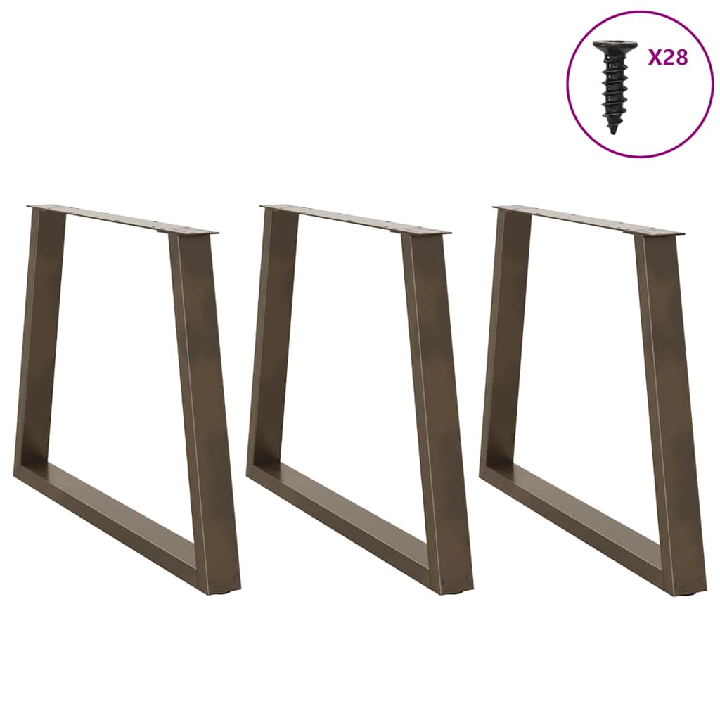 spisebordsben V-formet 3 stk. naturstål 90 x (72-73,3) cm stål