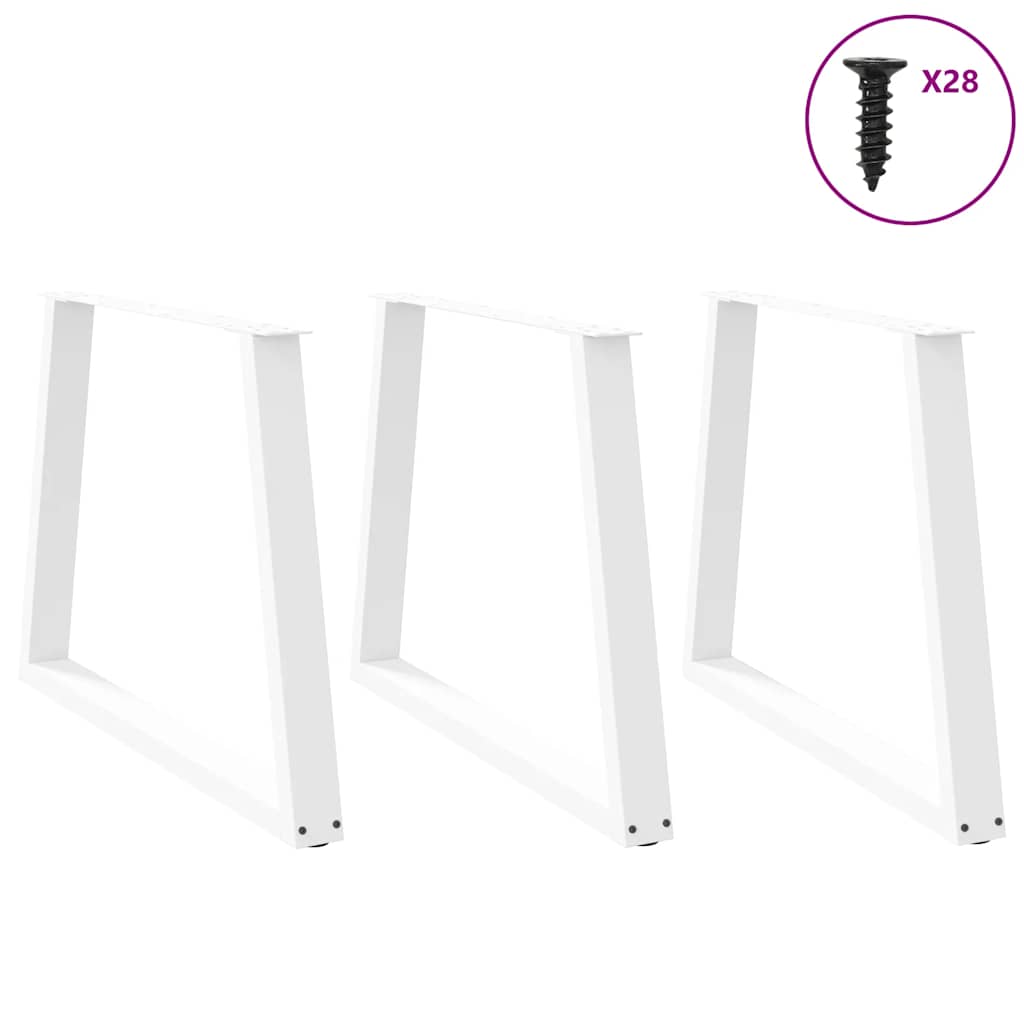 spisebordsben V-formet 3 stk. hvid 100x(72-73,3) cm stål