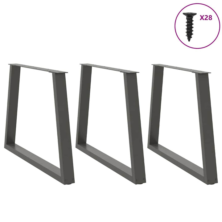 spisebordsben V-formet 3 stk. antracit 100x(72-73,3) cm stål