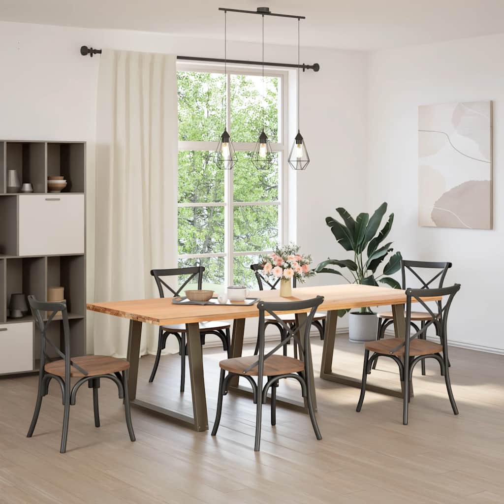 spisebordben V-formet 3 stk. naturstål 100x(72-73,3) cm stål