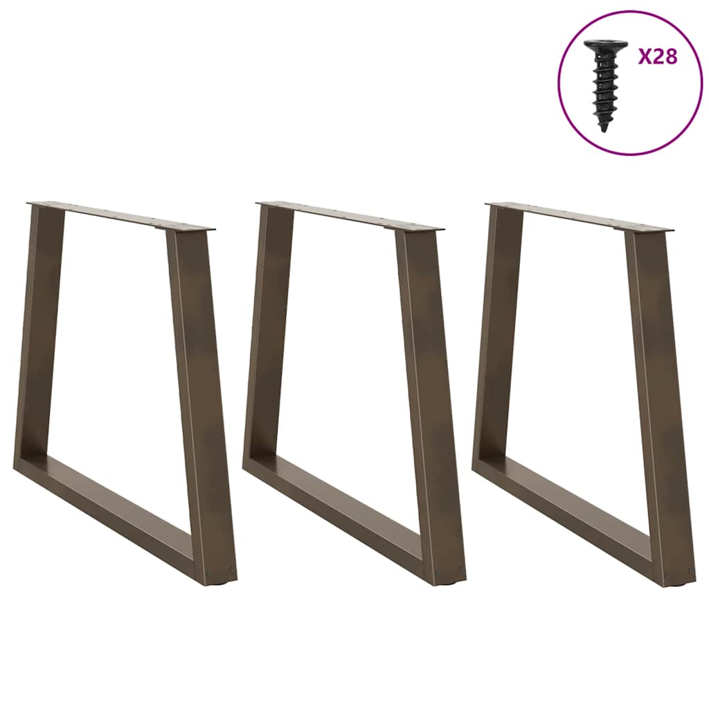 spisebordben V-formet 3 stk. naturstål 100x(72-73,3) cm stål