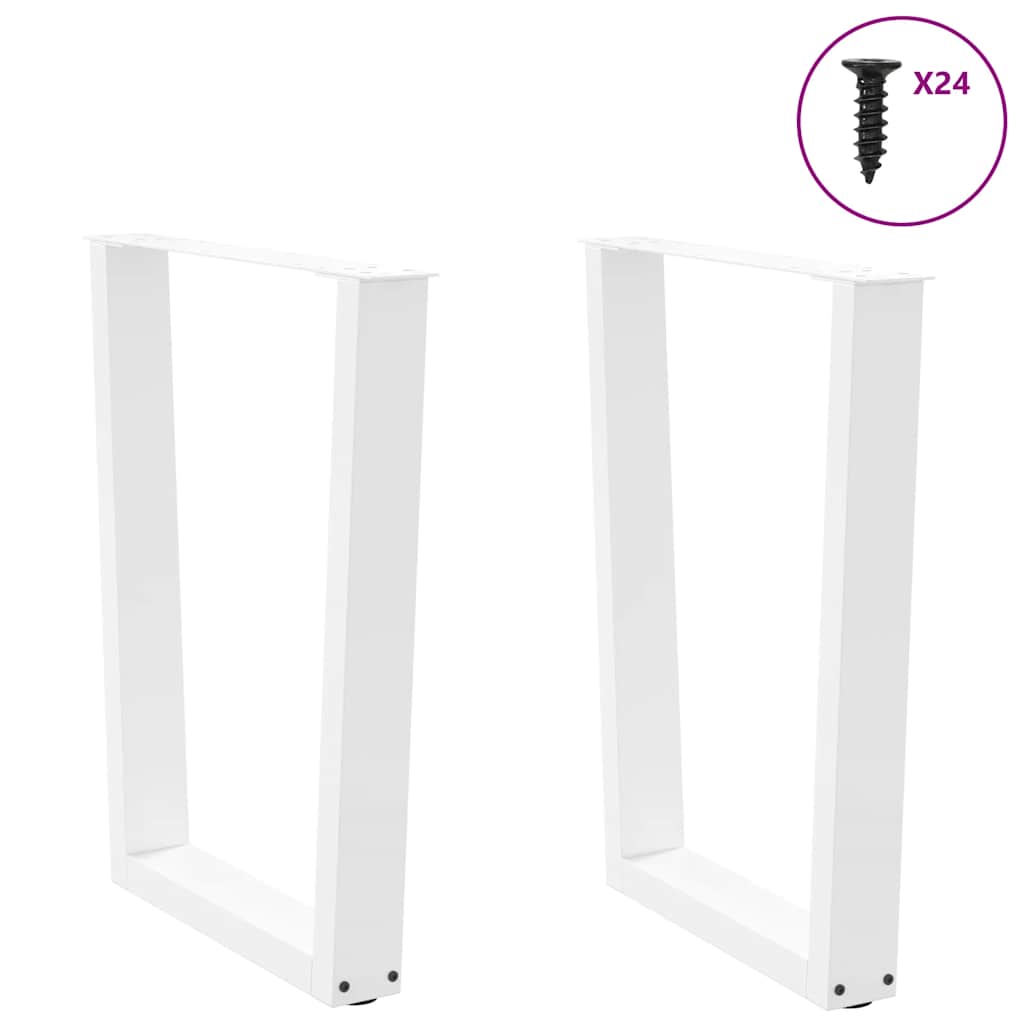 spisebordsben V-formet 2 stk. hvid 60 x (72-73,3) cm stål