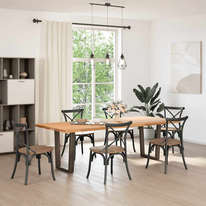 spisebordsben V-formet 2 stk. naturstål 70 x (72-73,3) cm stål