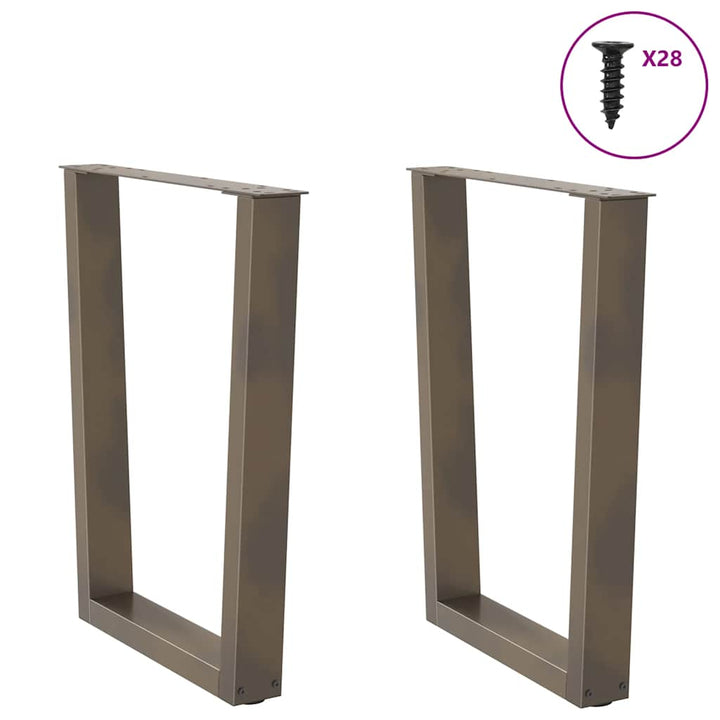 spisebordsben V-formet 2 stk. naturstål 70 x (72-73,3) cm stål