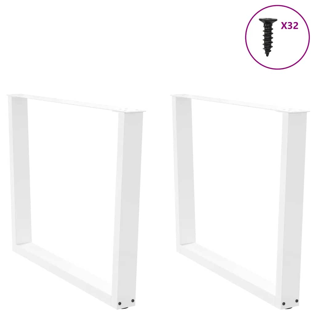 spisebordsben V-formet 2 stk. hvid 100x(72-73,3) cm stål