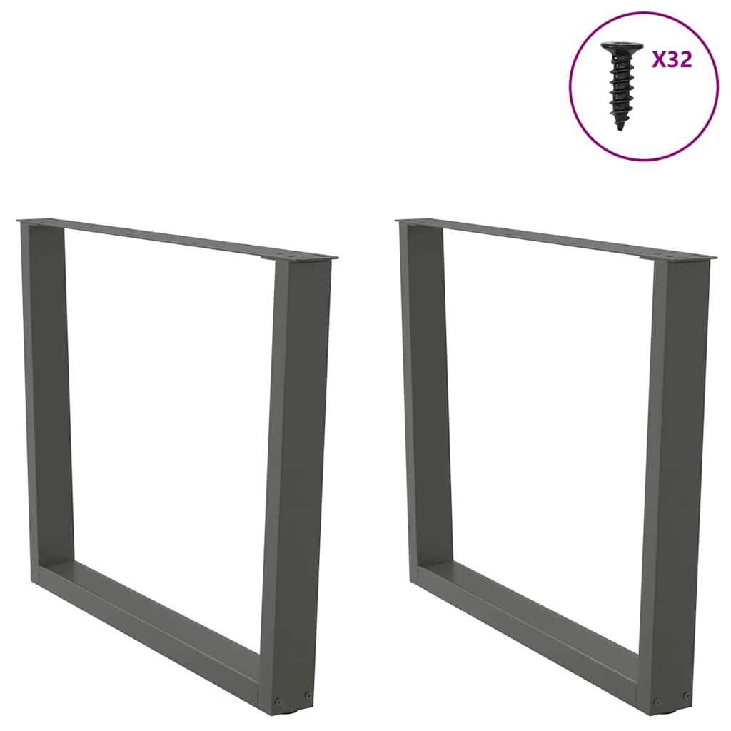spisebordsben V-formet 2 stk. antracit 100x(72-73,3) cm stål