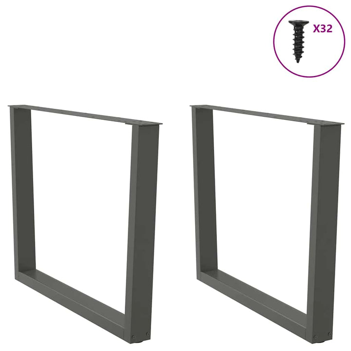 spisebordsben V-formet 2 stk. antracit 100x(72-73,3) cm stål