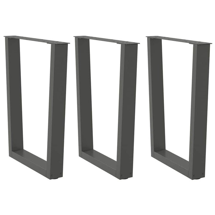 spisebordsben V-formet 3 stk. antracit 70 x (72-73,3) cm stål