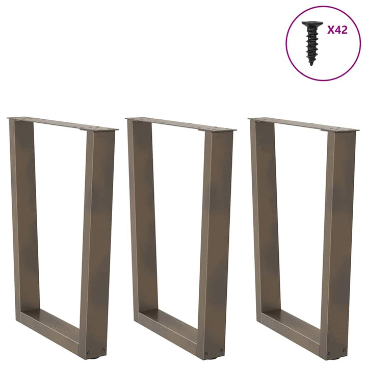 spisebordsben V-formet 3 stk. naturstål 70 x (72-73,3) cm stål