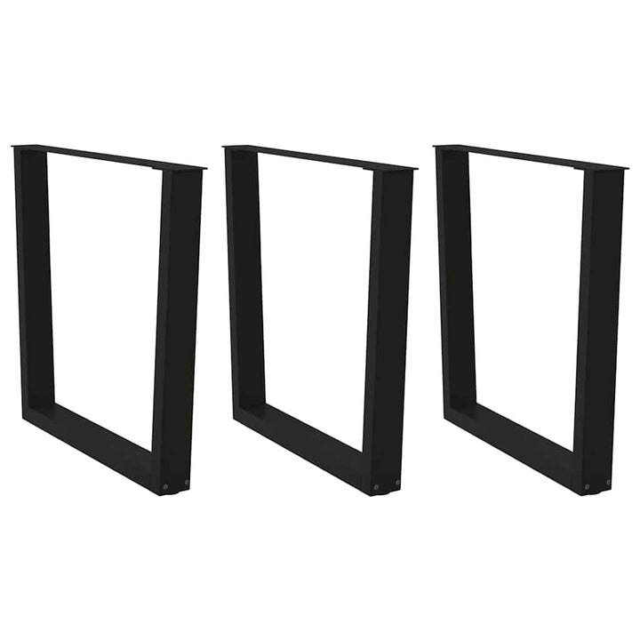 spisebordben V-formet 3 stk. sort 80 x (72-73,3) cm stål