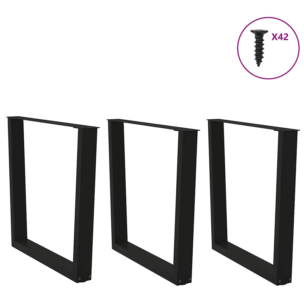 spisebordben V-formet 3 stk. sort 80 x (72-73,3) cm stål