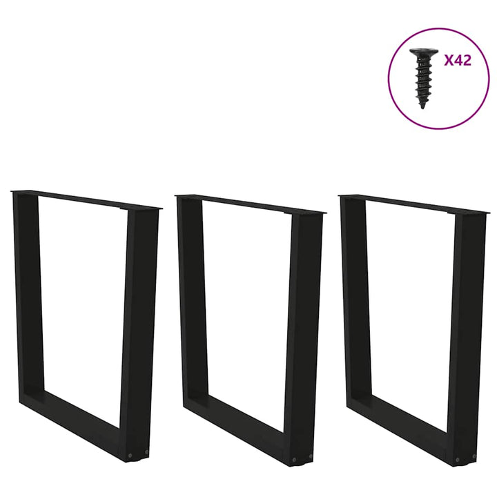 spisebordben V-formet 3 stk. sort 80 x (72-73,3) cm stål