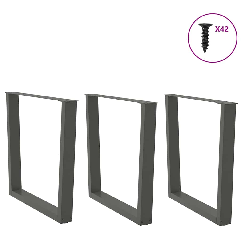 spisebordsben V-formet 3 stk. antracit 80x(72-73,3) cm stål