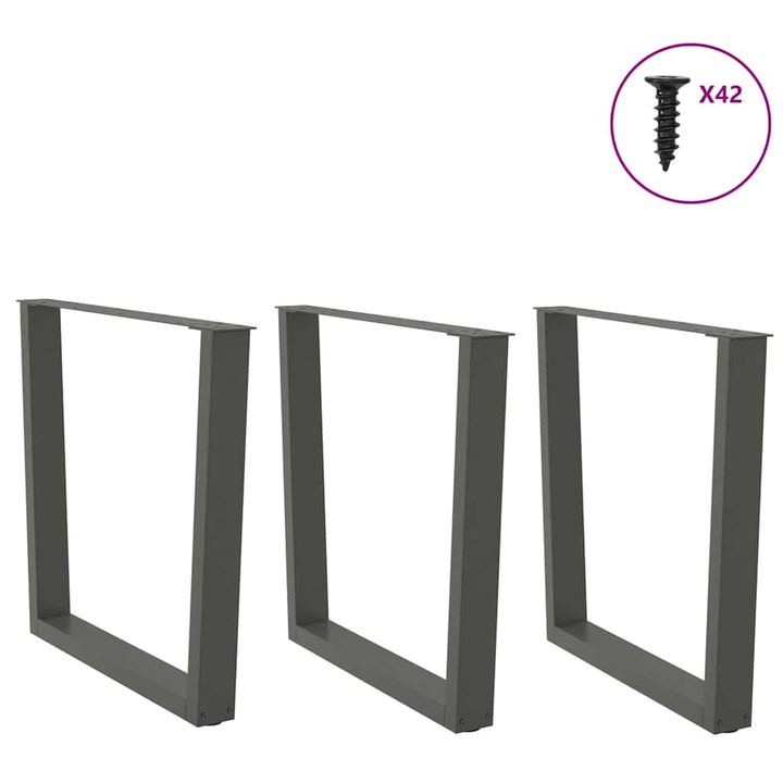 spisebordsben V-formet 3 stk. antracit 80x(72-73,3) cm stål