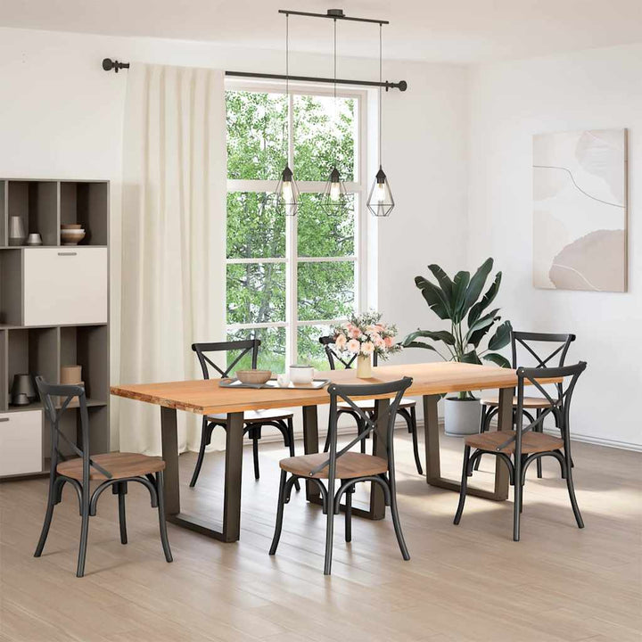 spisebordsben V-formet 3 stk. naturstål 80x(72-73,3) cm stål