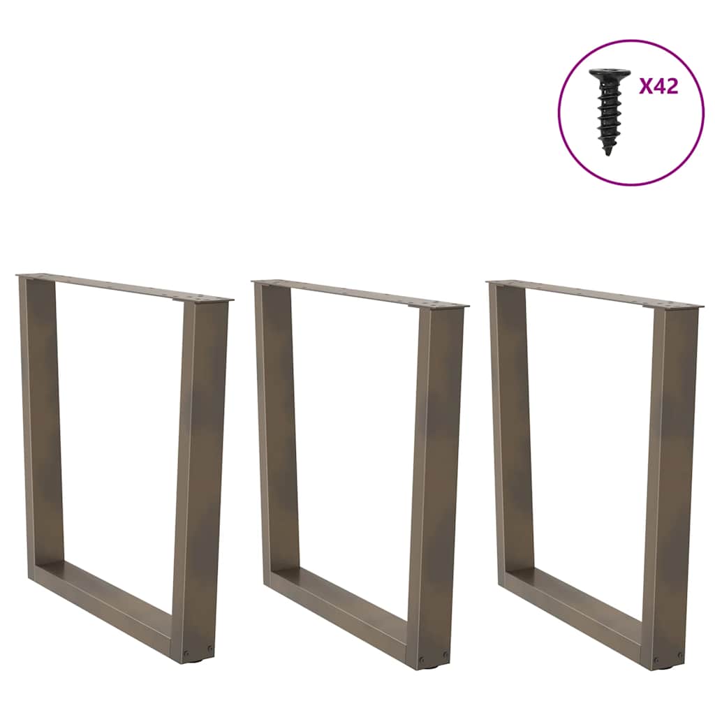 spisebordsben V-formet 3 stk. naturstål 80x(72-73,3) cm stål