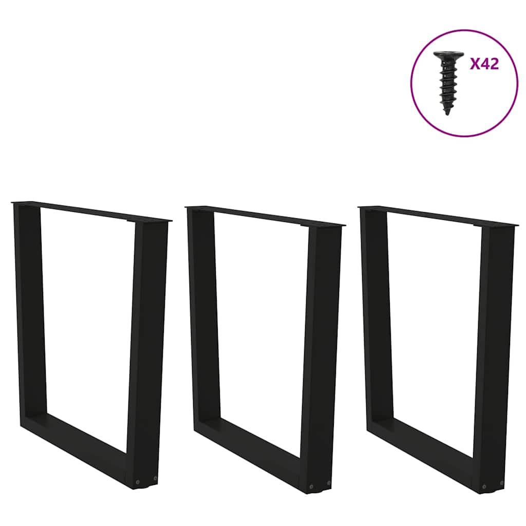 spisebordben V-formet 3 stk. sort 90 x (72-73,3) cm stål