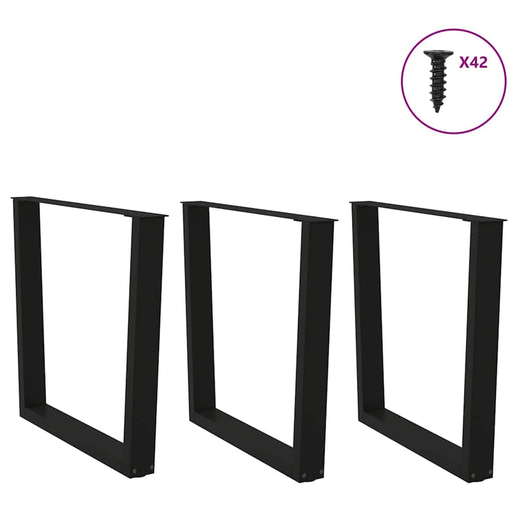spisebordben V-formet 3 stk. sort 90 x (72-73,3) cm stål