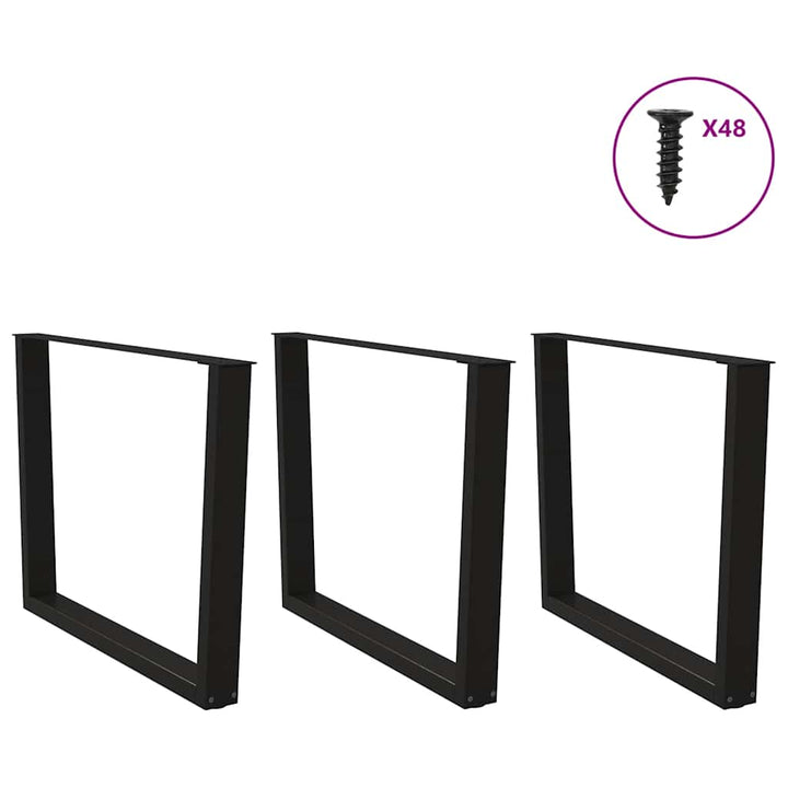 Spisebordsben V-form 3 stk Sort 100x(72-73,3) cm Stål