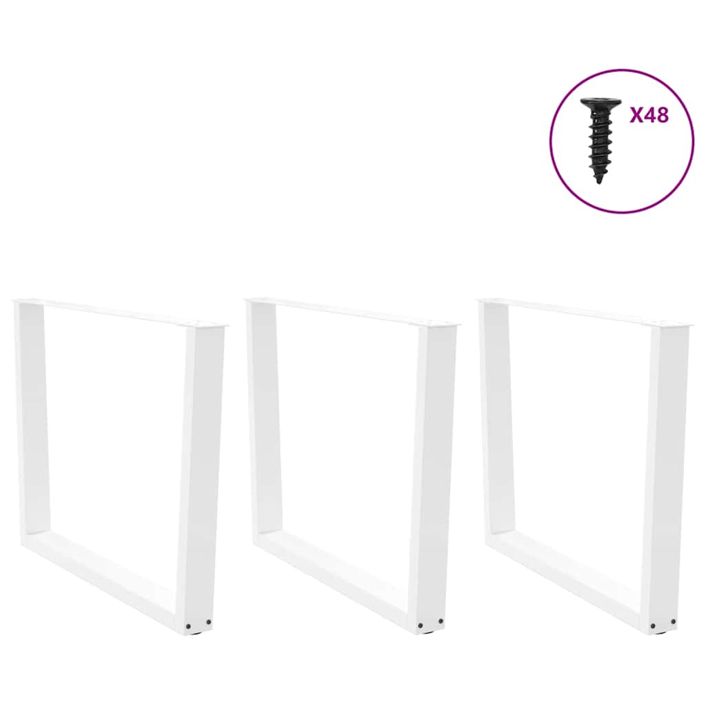 spisebordsben V-formet 3 stk. hvid 100x(72-73,3) cm stål