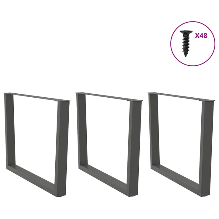 spisebordsben V-formet 3 stk. antracit 100x(72-73,3) cm stål