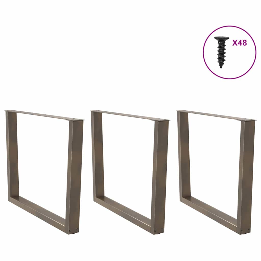 spisebordben V-formet 3 stk. naturstål 100x(72-73,3) cm stål