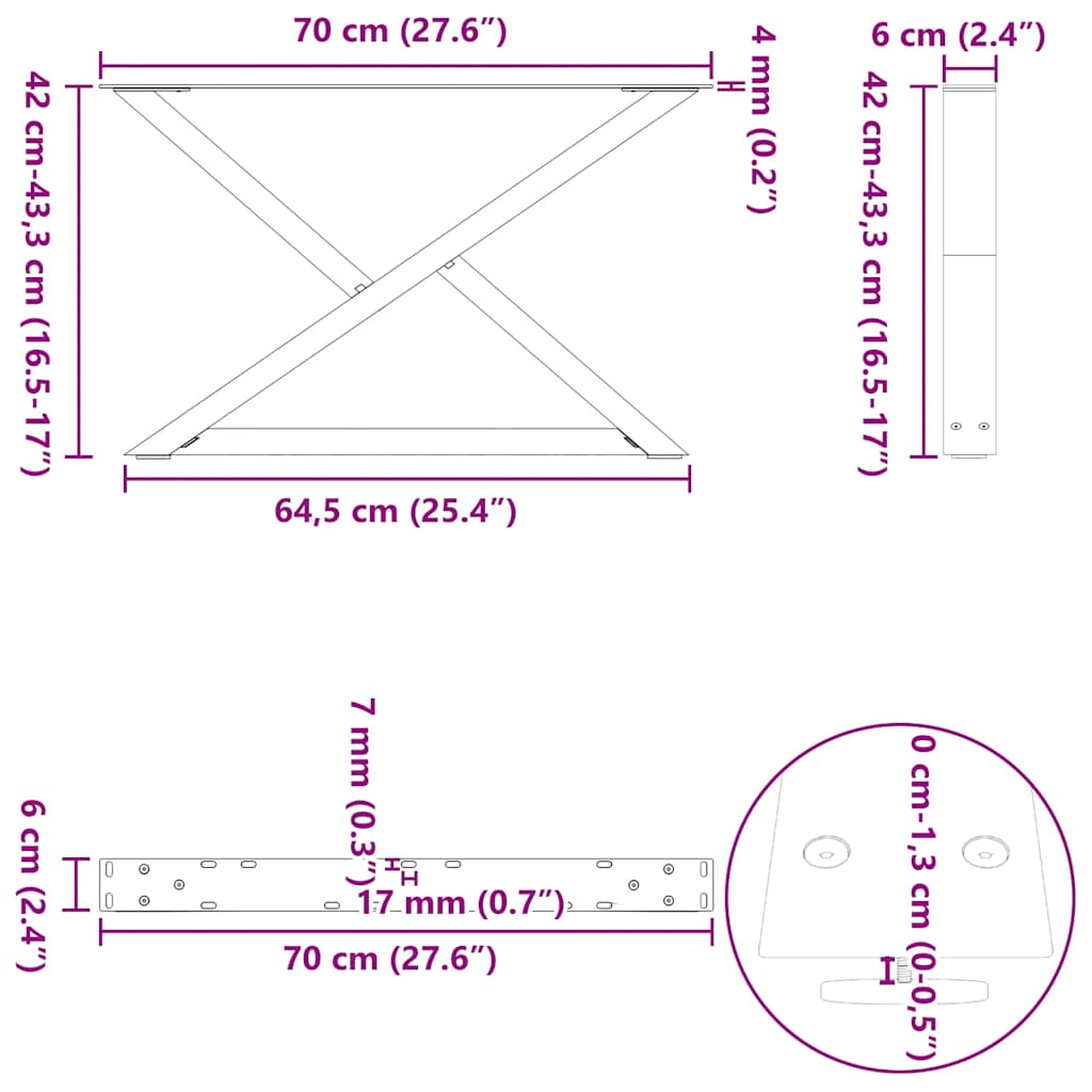 Sofabordben 2 stk Sort 70x(42-43,3) cm Stål