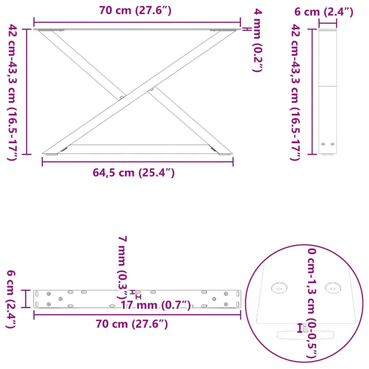 Sofabordben 2 stk Sort 70x(42-43,3) cm Stål