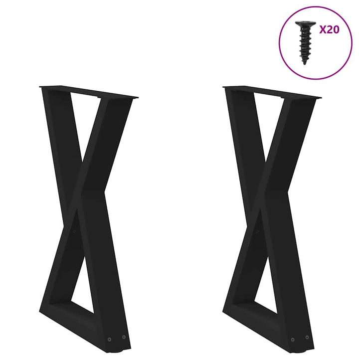 spisebordsben 2 stk. sort 50x(72-73,3) cm stål