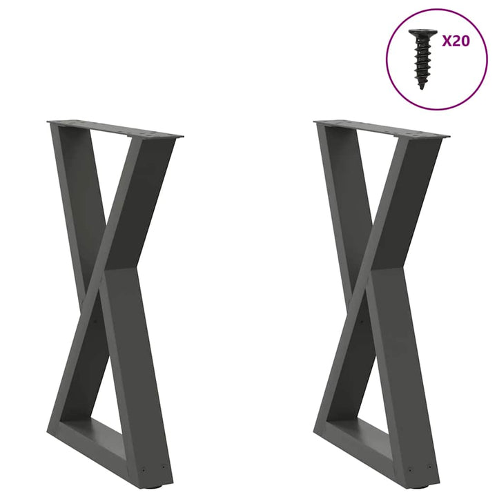 spisebordsben 2 stk. antracit 50x(72-73,3) cm stål