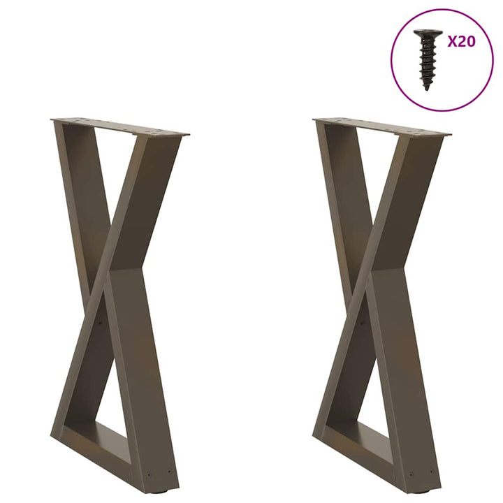 spisebordsben 2 stk. naturstål 50x(72-73,3) cm stål