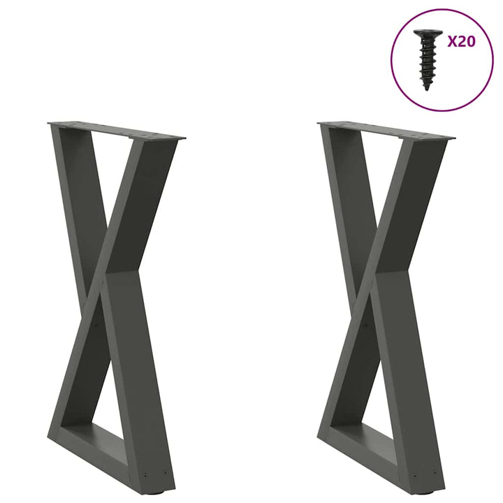 spisebordsben 2 stk. antracit 60 x (72-73,3) cm stål