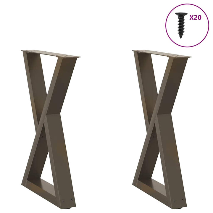 spisebordsben 2 stk. naturstål 60 x (72-73,3) cm stål