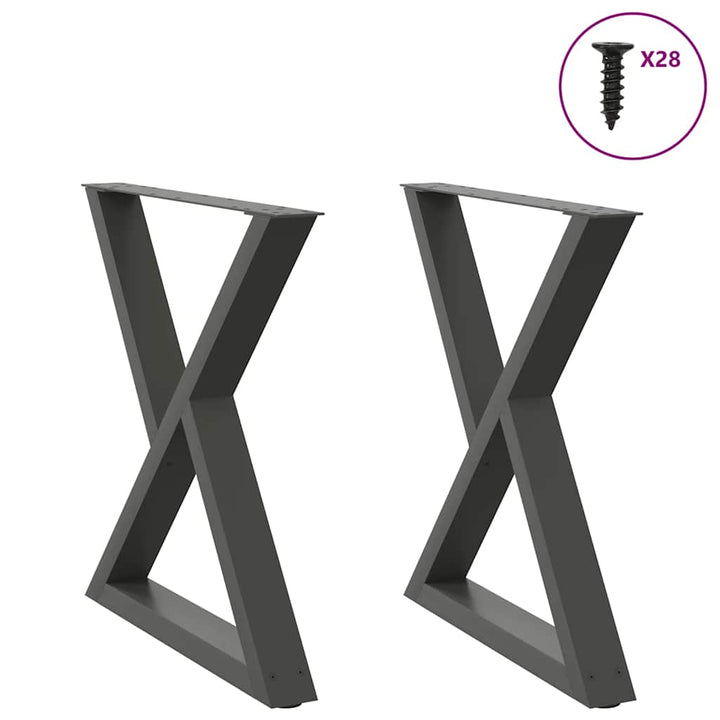 spisebordsben 2 stk. antracit 70 x (72-73,3) cm stål