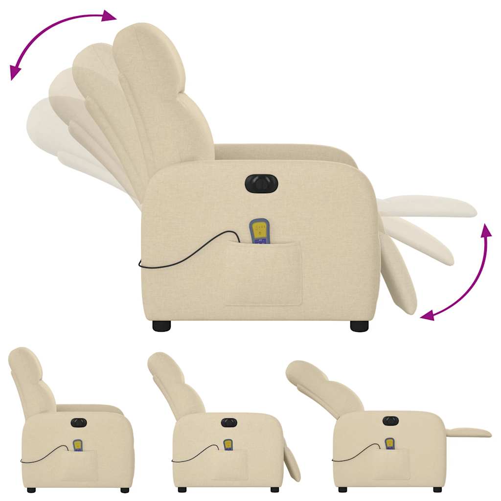 eldrevet massagestol stof cremefarvet