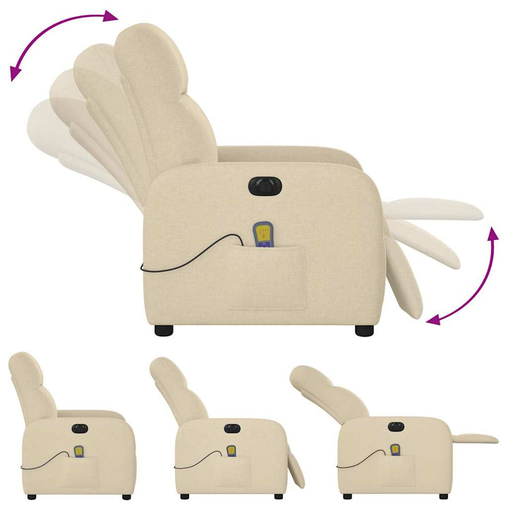 eldrevet massagestol stof cremefarvet