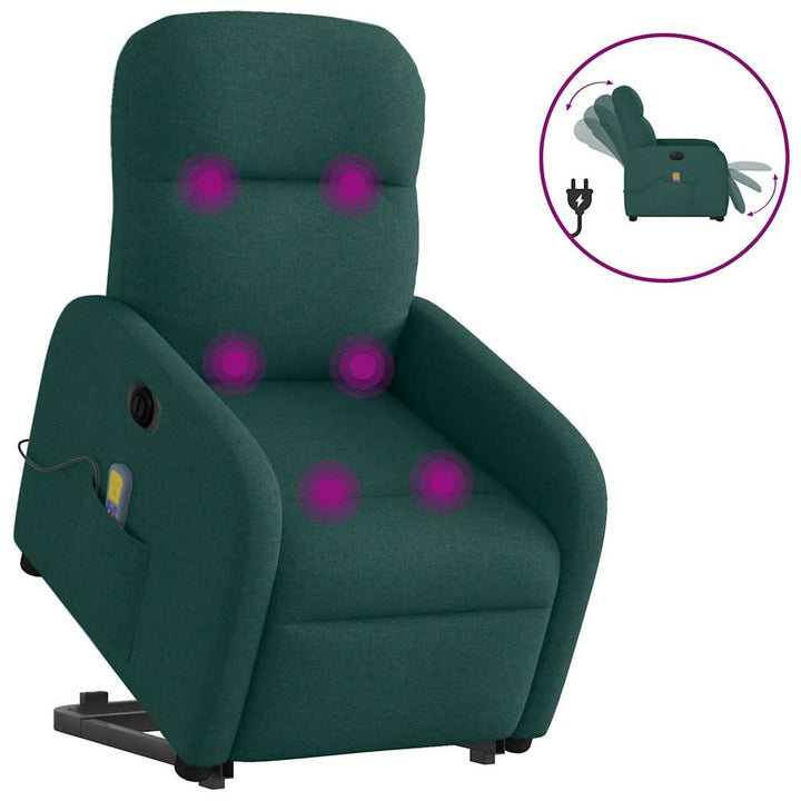 elektrisk massagestol med løftefunktion stof mørkegrøn