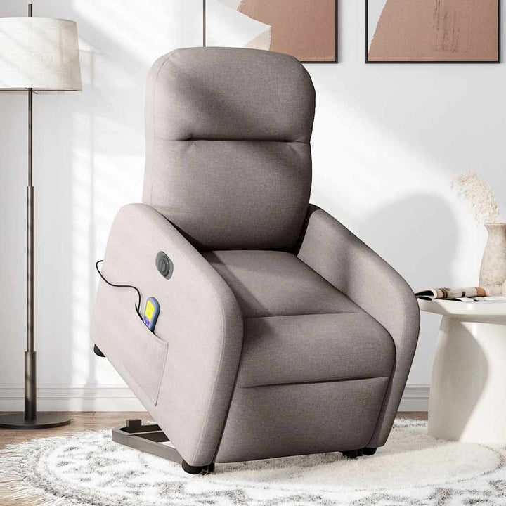 elektrisk massagestol med løftefunktion stof gråbrun