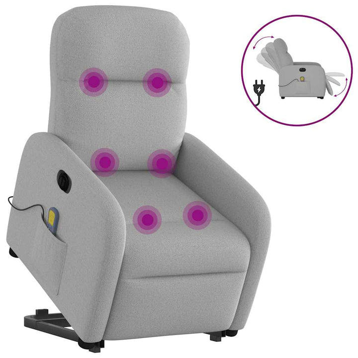elektrisk massagestol med løftefunktion stof skygrå