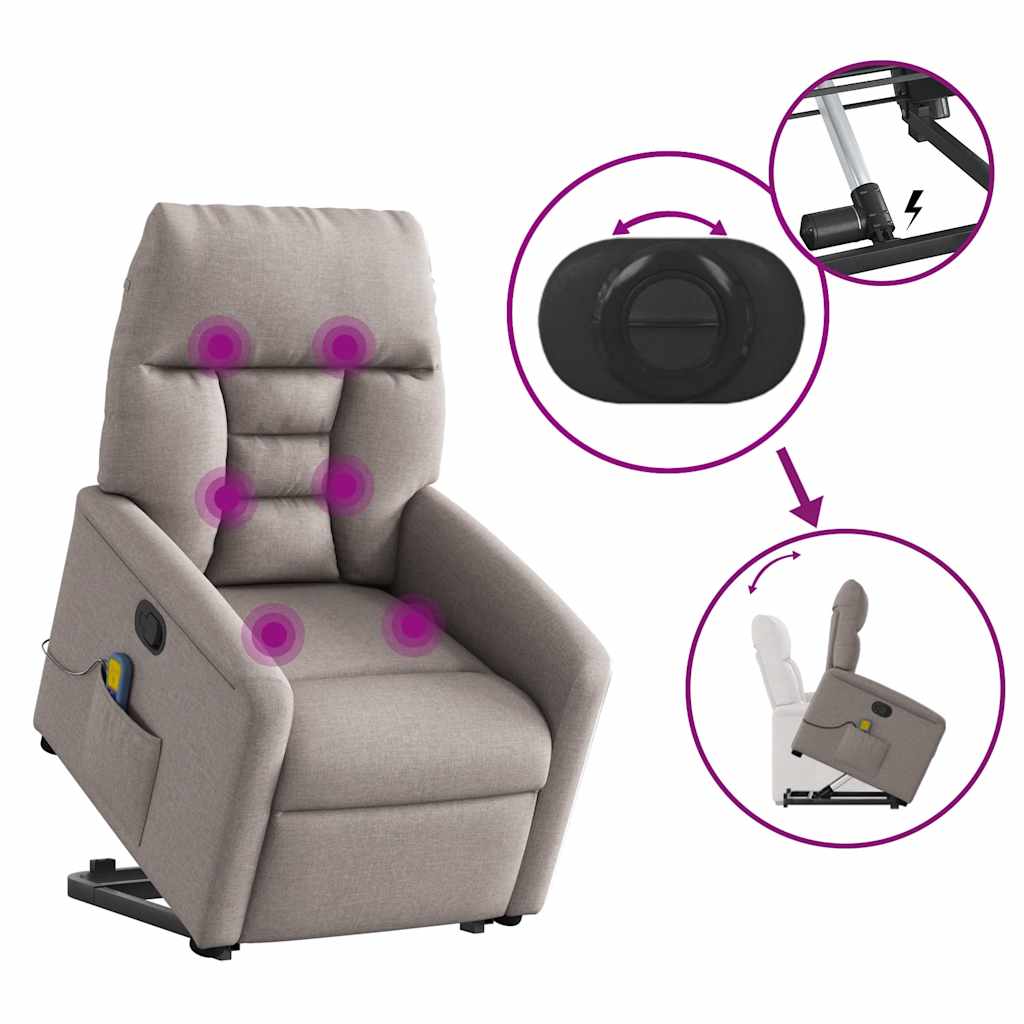 løftestol med massage stof gråbrun