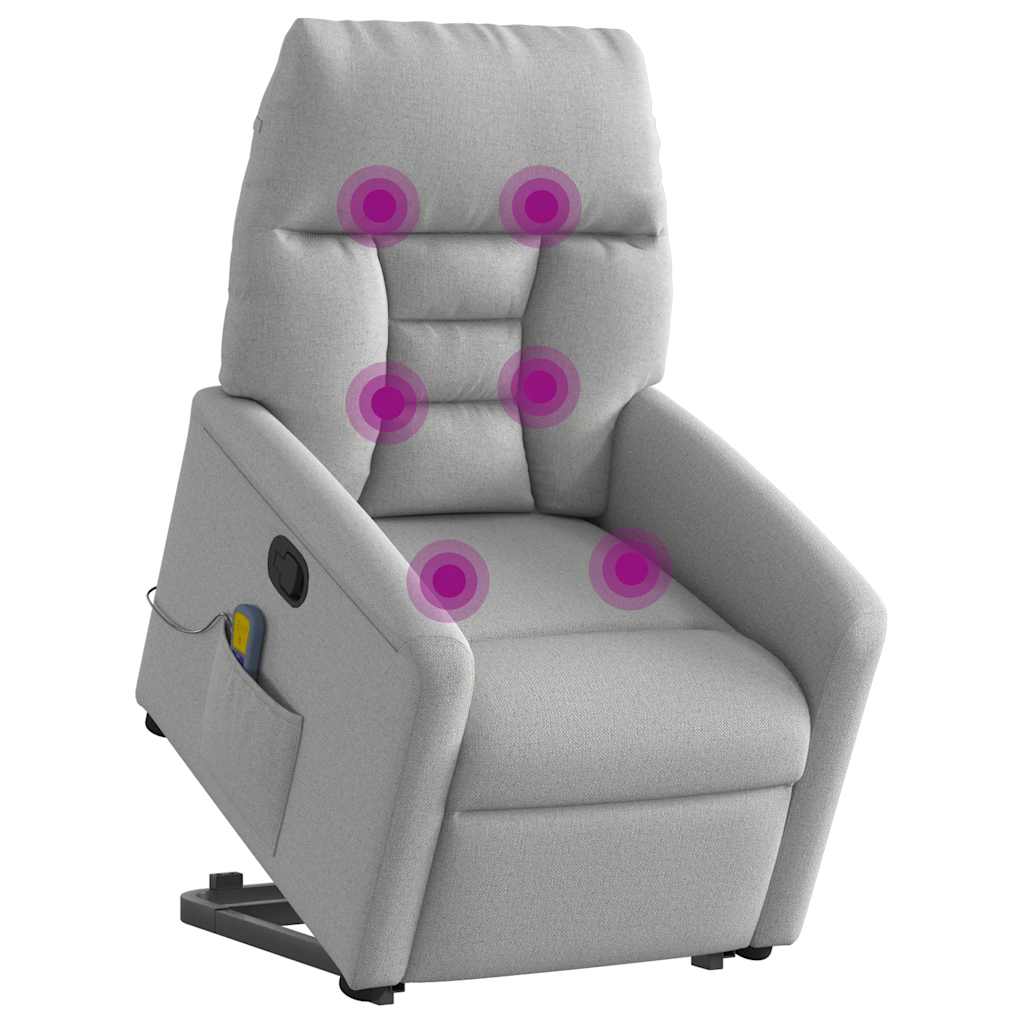 massagestol med løftefunktion stof skygrå