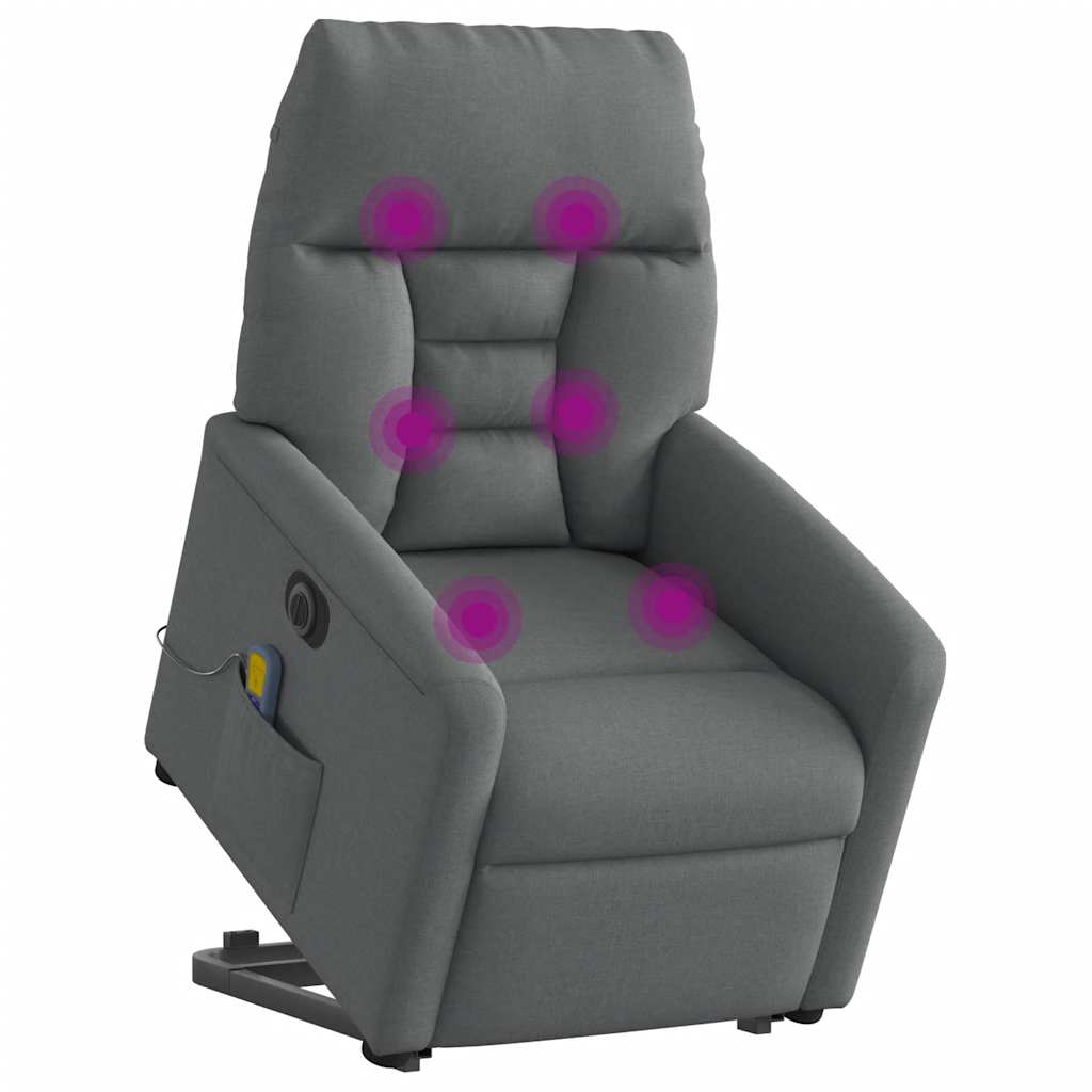 elektrisk massagestol med løftefunktion stof mørkegrå