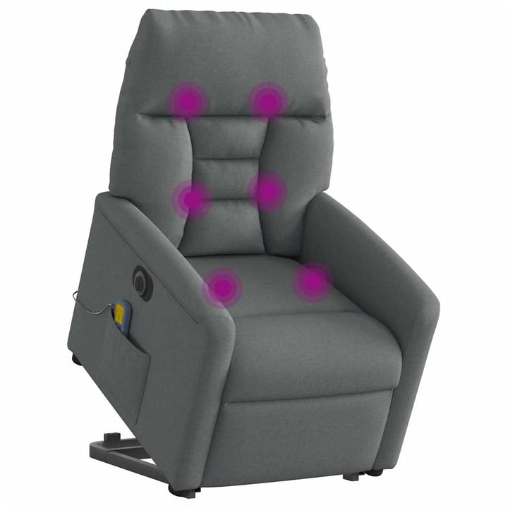 elektrisk massagestol med løftefunktion stof mørkegrå