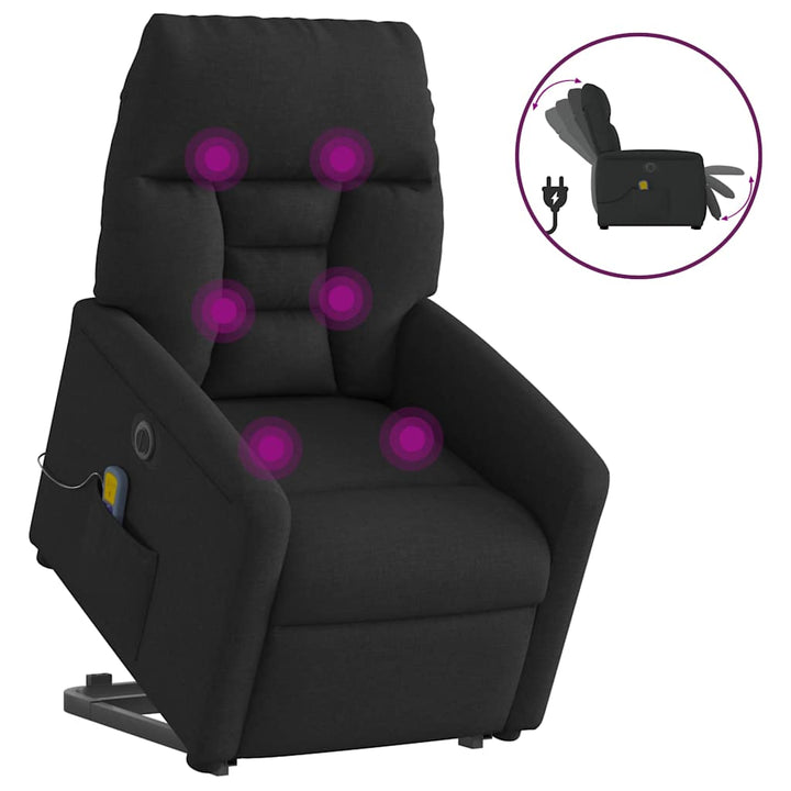 elektrisk massagestol med løftefunktion stof sort