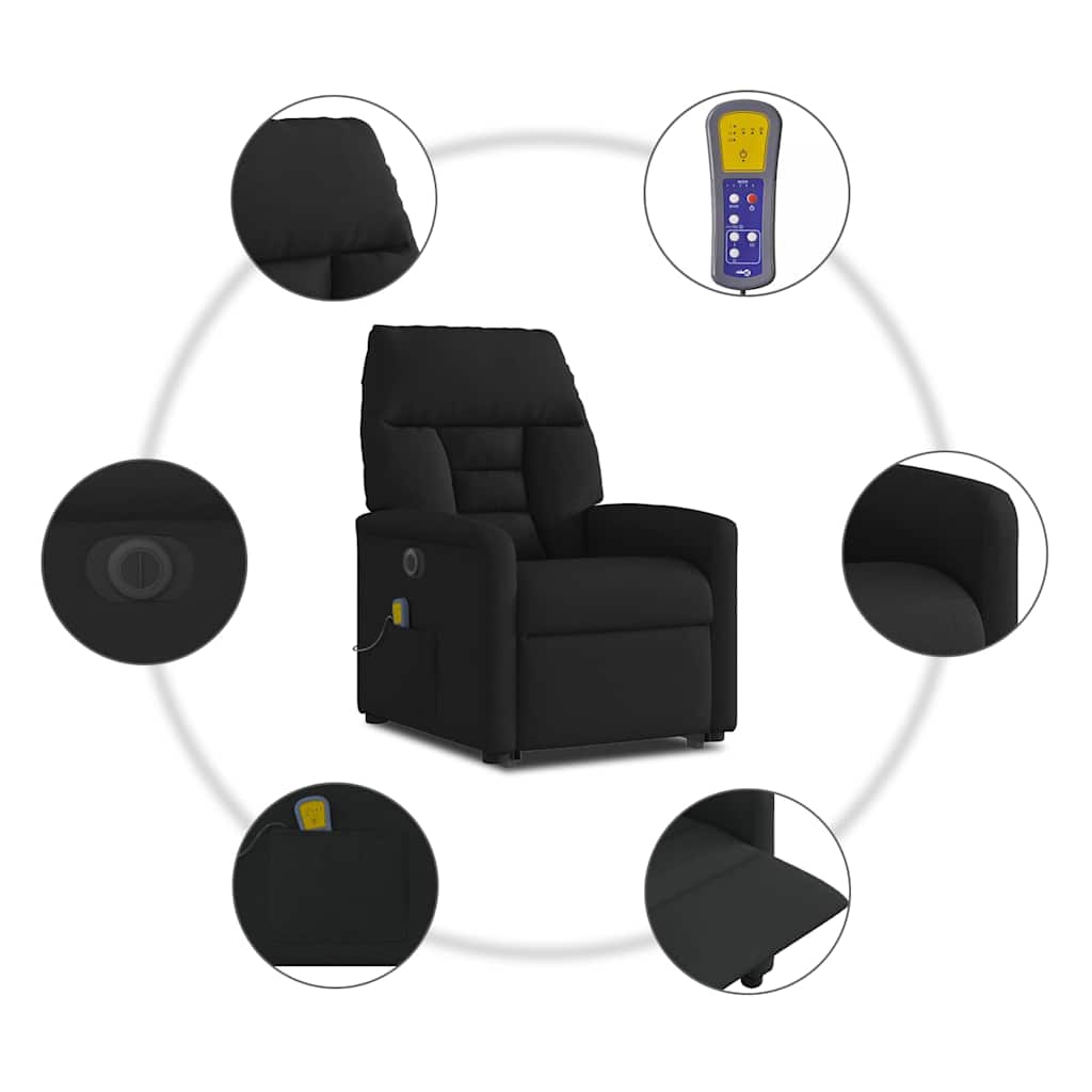 elektrisk massagestol med løftefunktion stof sort