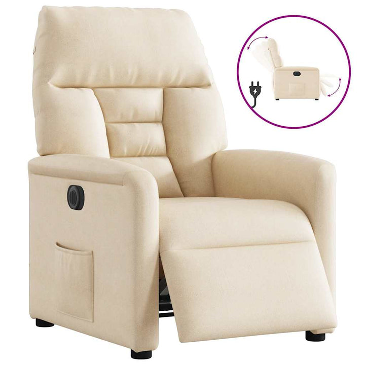 eldrevet lænestol mikrofiberstof beige