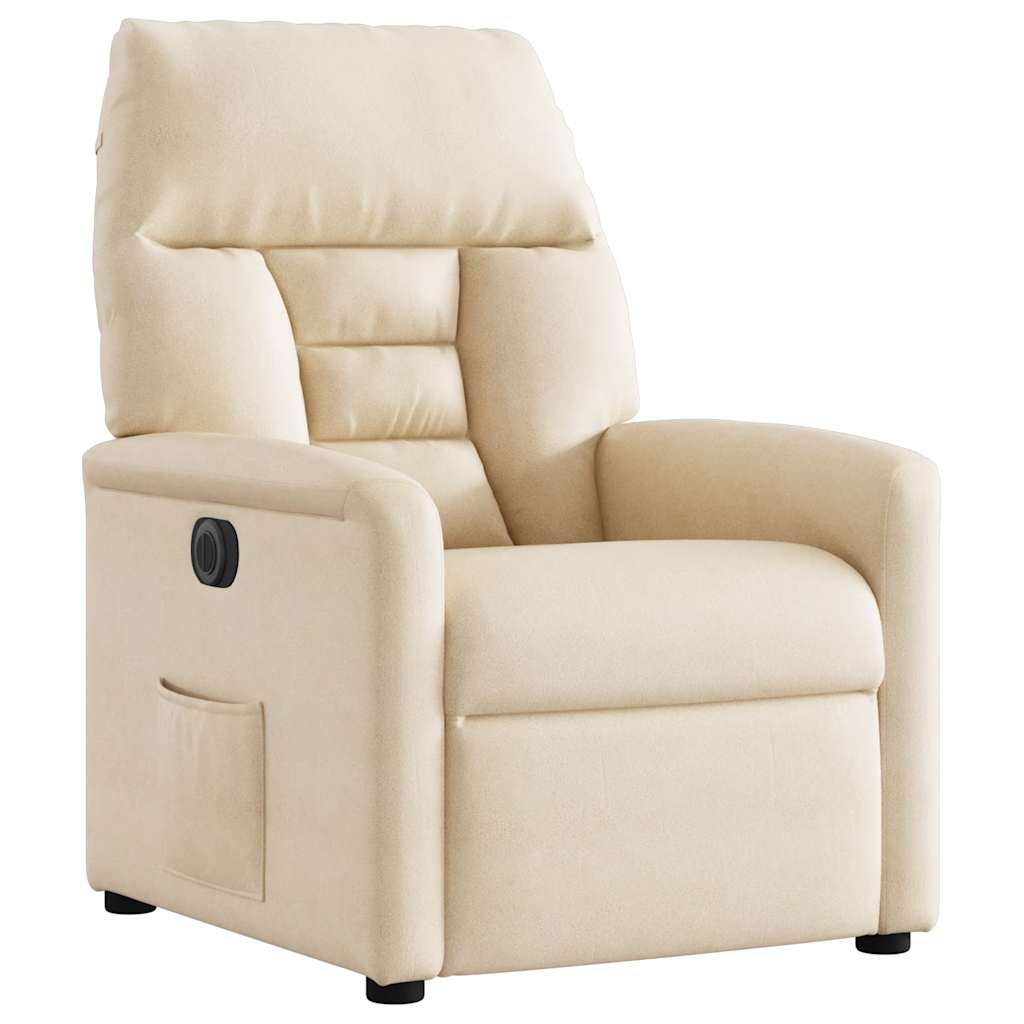 eldrevet lænestol mikrofiberstof beige